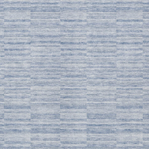 5' X 8' Sky Blue And Denim Blue Striped Washable Indoor Outdoor Area Rug