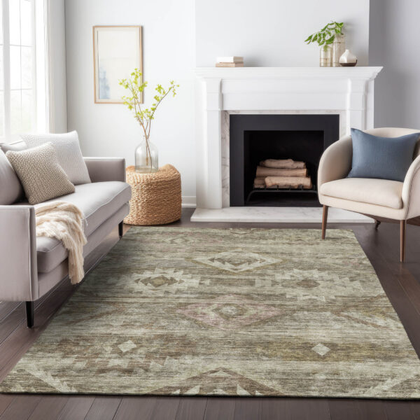 3' X 5' Brown Beige And Tan Southwestern Washable Indoor Outdoor Area Rug