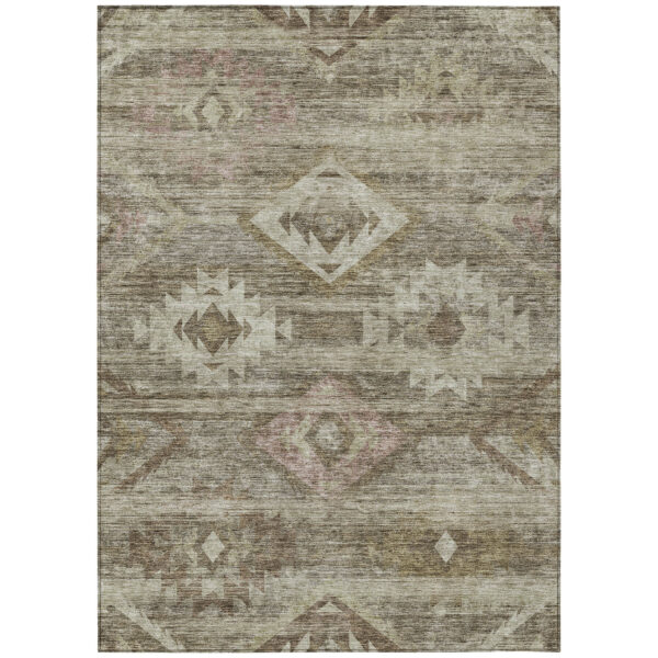 3' X 5' Brown Beige And Tan Southwestern Washable Indoor Outdoor Area Rug