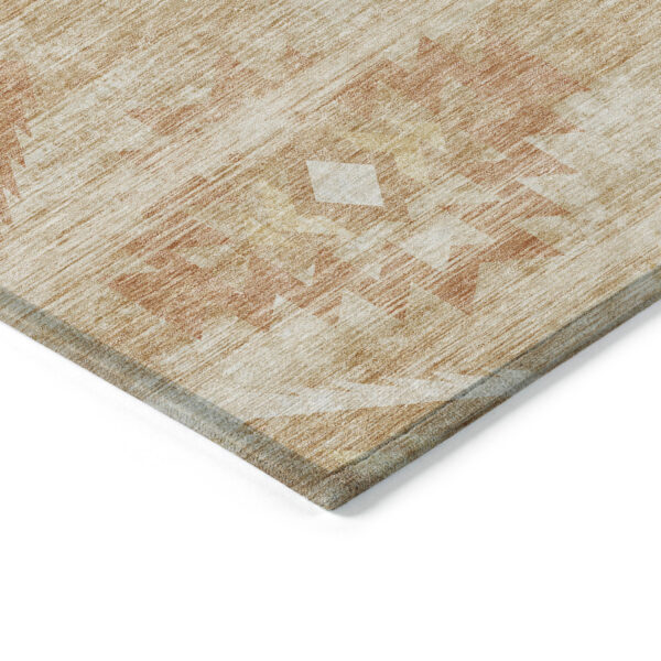3' X 5' Copper Terra Cotta And Ivory Southwestern Washable Indoor Outdoor Area Rug