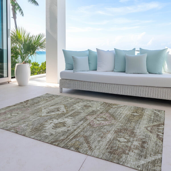 3' X 5' Brown Beige And Tan Southwestern Washable Indoor Outdoor Area Rug