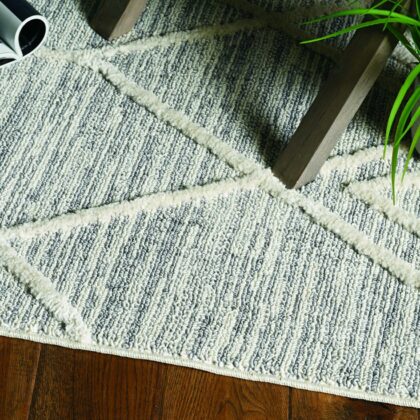 8'X11' Ivory Grey Machine Woven Geometric Indoor Area Rug