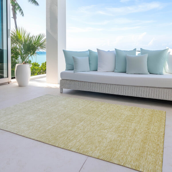 9' X 12' Wheat Gold And Tan Ombre Washable Indoor Outdoor Area Rug