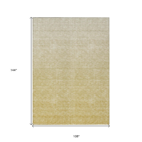 9' X 12' Wheat Gold And Tan Ombre Washable Indoor Outdoor Area Rug