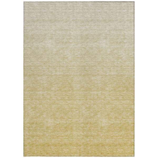 9' X 12' Wheat Gold And Tan Ombre Washable Indoor Outdoor Area Rug