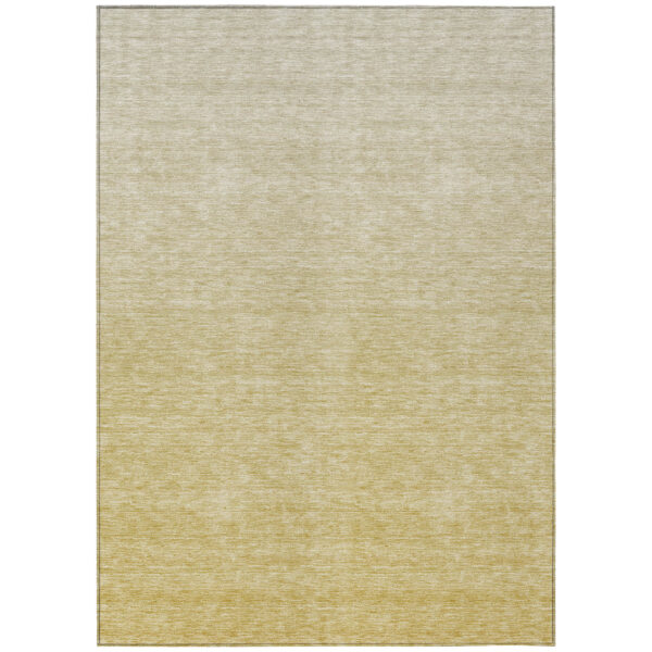 9' X 12' Wheat Gold And Tan Ombre Washable Indoor Outdoor Area Rug