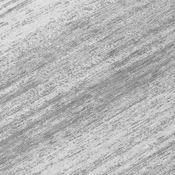 8' Gray And Silver Round Striped Washable Indoor Outdoor Area Rug