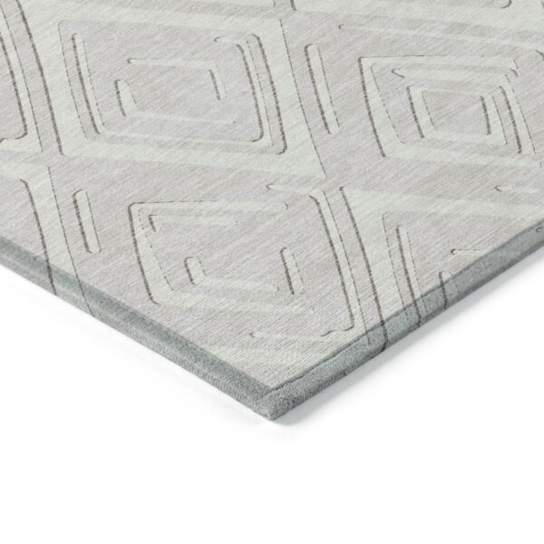 10' X 14' Ivory And Beige Geometric Washable Indoor Outdoor Area Rug