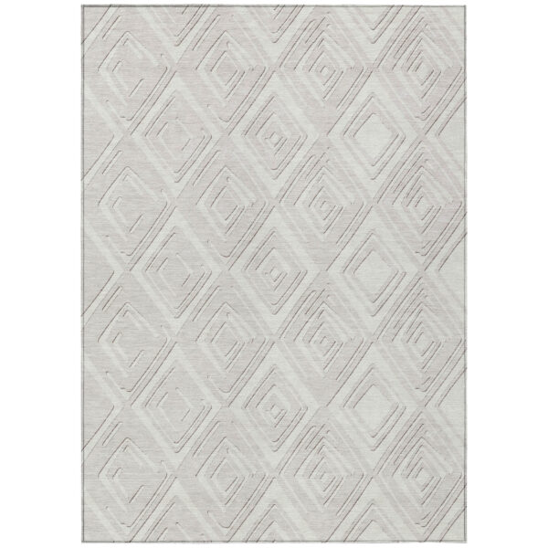 10' X 14' Ivory And Beige Geometric Washable Indoor Outdoor Area Rug