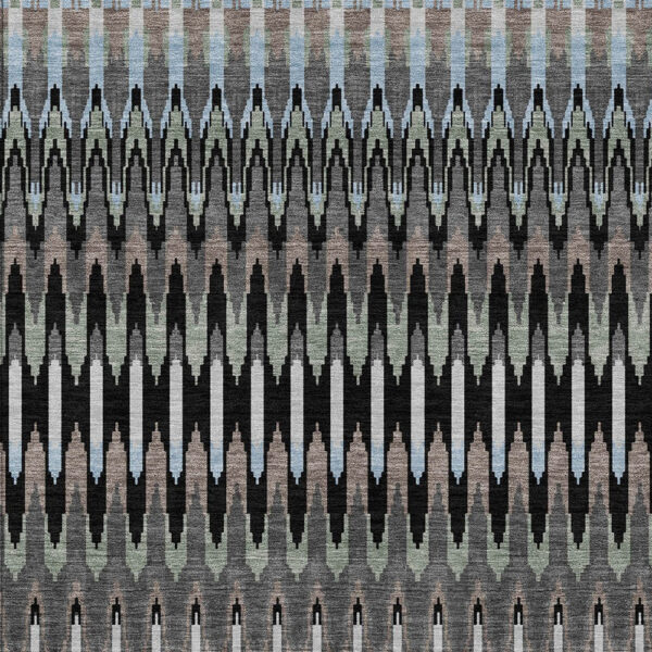 5' X 8' Black Gray And Blue Southwestern Washable Indoor Outdoor Area Rug