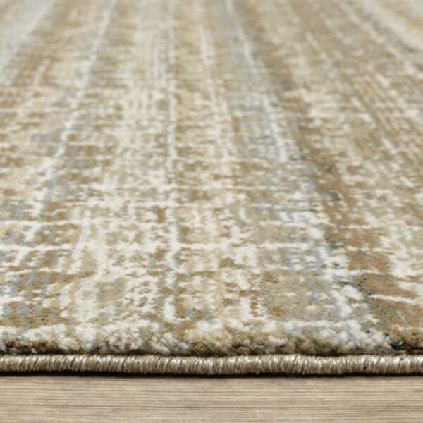 6' X 9' Ivory Grey Tan And Brown Abstract Power Loom Stain Resistant Area Rug