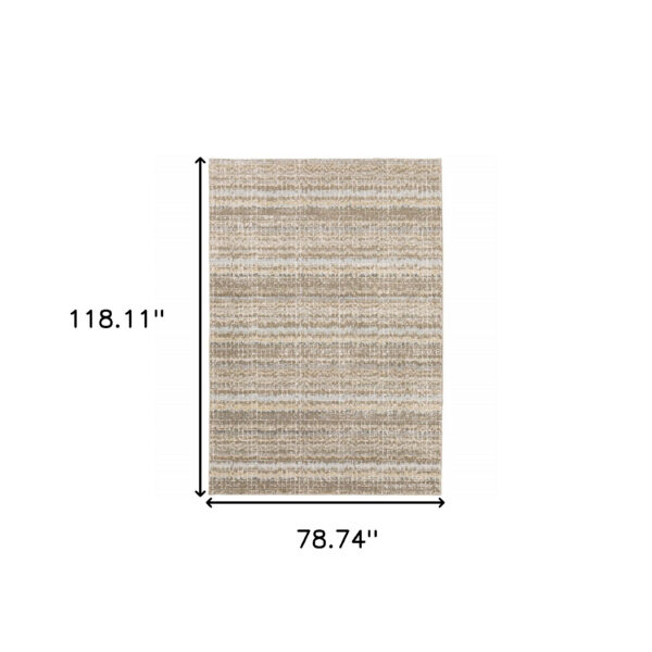 6' X 9' Ivory Grey Tan And Brown Abstract Power Loom Stain Resistant Area Rug