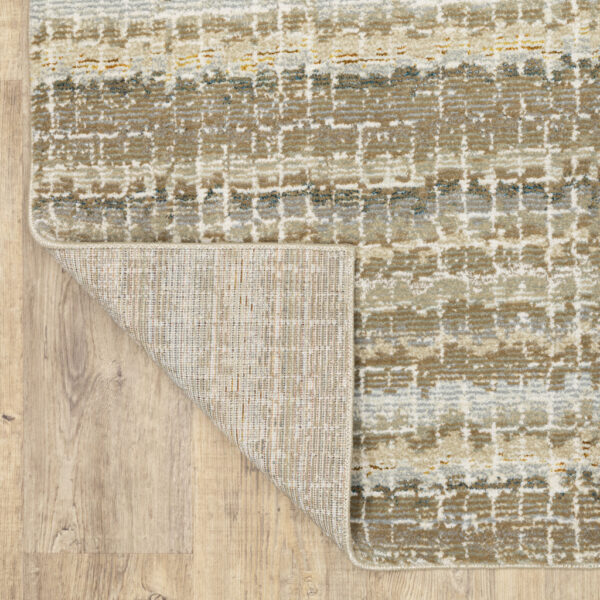 6' X 9' Ivory Grey Tan And Brown Abstract Power Loom Stain Resistant Area Rug