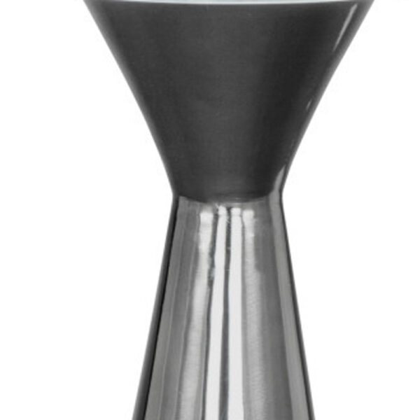 23" White And Black Marble And Steel Round Pedestal End Table