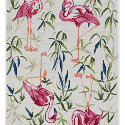 2'X4' Ivory Pink Hand Hooked Flamingo Indoor Accent Rug