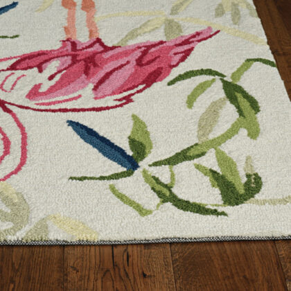 2'X4' Ivory Pink Hand Hooked Flamingo Indoor Accent Rug