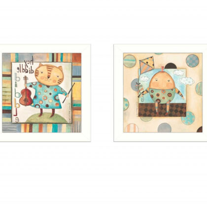 Set Of Two Nursery Pictures White Framed Print Wall Art