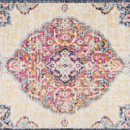 2' X 5' Cream Oriental Dhurrie Area Rug