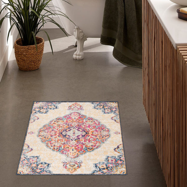 2' X 5' Cream Oriental Dhurrie Area Rug