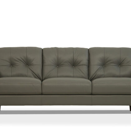 83" Green Leather And Black Sofa