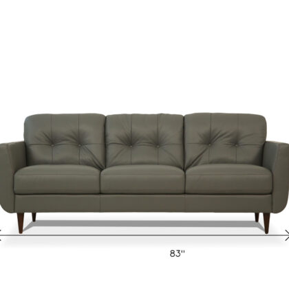 83" Green Leather And Black Sofa