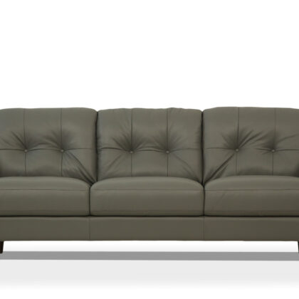 83" Green Leather And Black Sofa