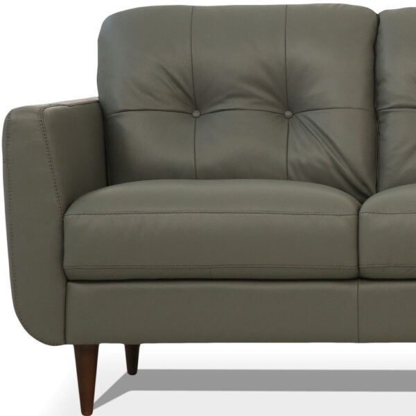 83" Green Leather And Black Sofa