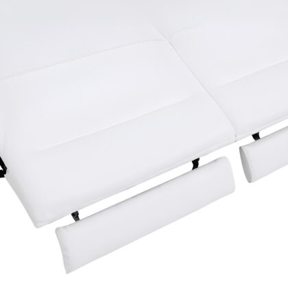 Two Piece White Italian Leather Five Person Seating Set