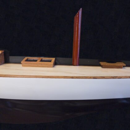 12" Black and White Shamrock V Yacht Half-Hull Boat Hand Painted Decorative Boat