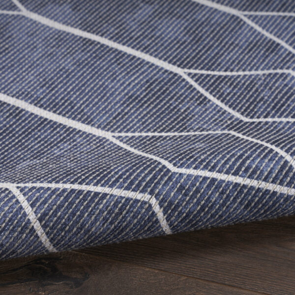 5' x 7' Blue and Ivory Geometric Power Loom Washable Area Rug