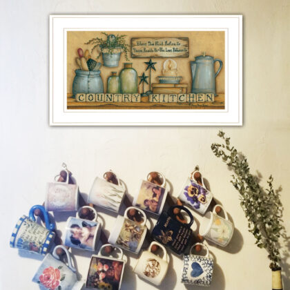 Country Kitchen 5 White Framed Print Wall Art