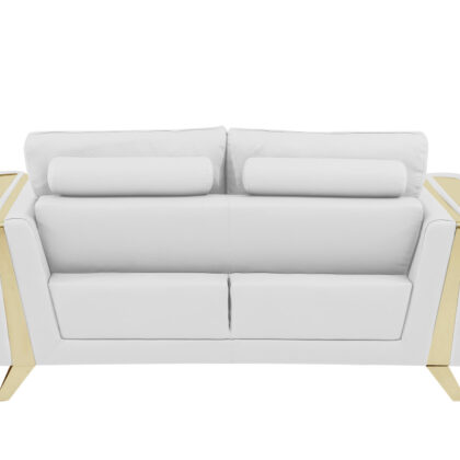 Three Piece Indoor White Italian Leather Six Person Seating Set