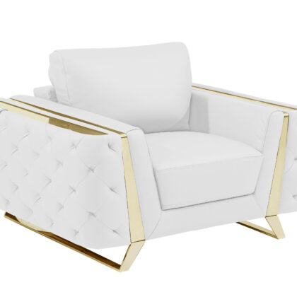 Three Piece Indoor White Italian Leather Six Person Seating Set