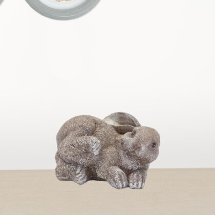 Set Of Four 4" Gray and Brown Polyresin Rabbit Figurine