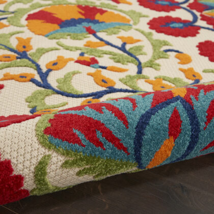 10' X 14' Red and Ivory Indoor Outdoor Area Rug