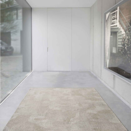 8' x 11' Beige and White Abstract Non Skid Area Rug