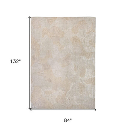 8' x 11' Beige and White Abstract Non Skid Area Rug