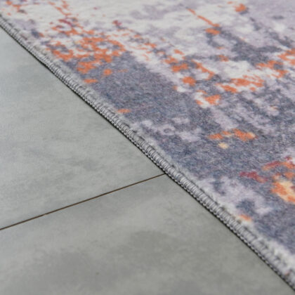 3' X 5' Gray and Brown Abstract Shag Printed Washable Non Skid Area Rug