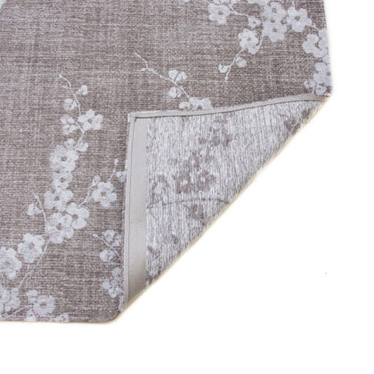 5' Gray and White Round Oriental Non Skid Area Rug
