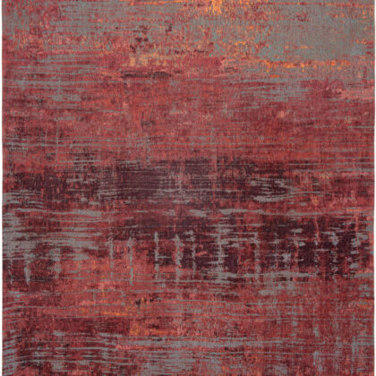 8' Red and Gray Round Abstract Non Skid Area Rug