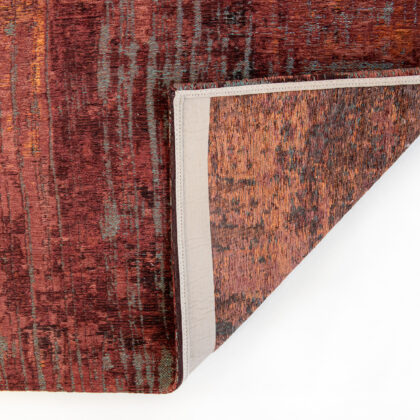 8' Red and Gray Round Abstract Non Skid Area Rug