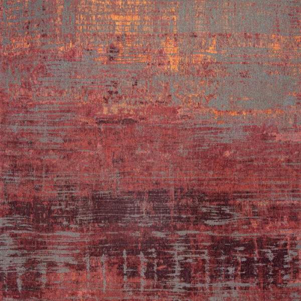8' Red and Gray Round Abstract Non Skid Area Rug