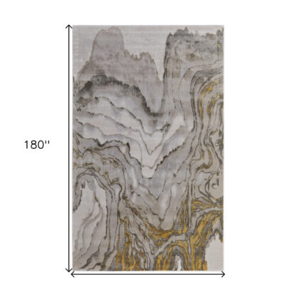 12' x 15' Gold and Ivory Abstract Area Rug