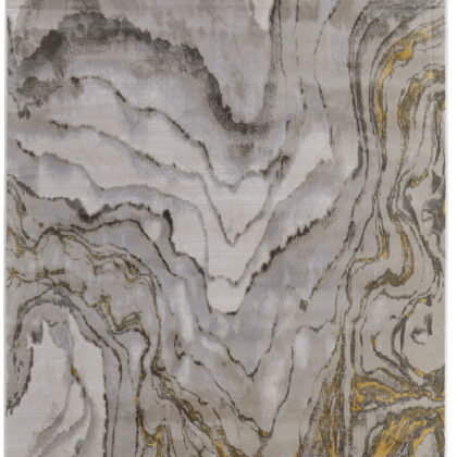 12' x 15' Gold and Ivory Abstract Area Rug