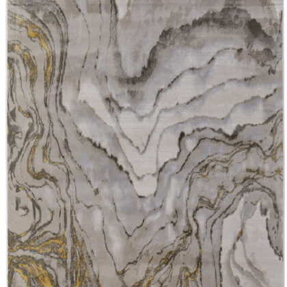 12' x 15' Gold and Ivory Abstract Area Rug