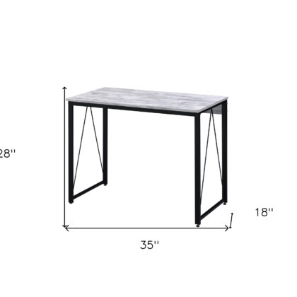 35" Antiqued White and Black Writing Desk