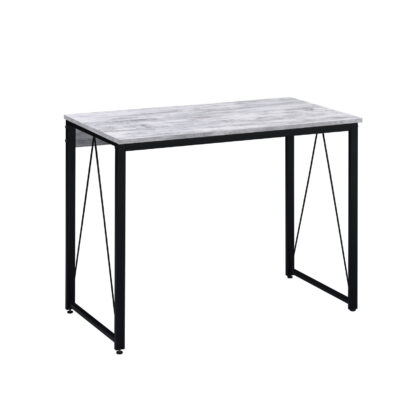 35" Antiqued White and Black Writing Desk