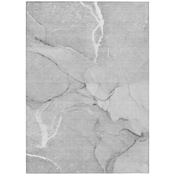 9' X 12' Gray Abstract Washable Non Skid Indoor Outdoor Area Rug