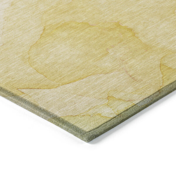 3' X 5' Gold Abstract Washable Non Skid Indoor Outdoor Area Rug