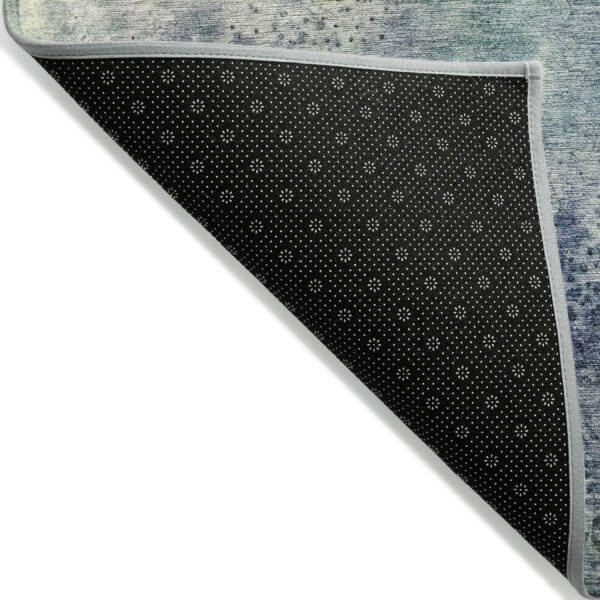 8' X 10' Beige Blue and Gray Abstract Washable Non Skid Indoor Outdoor Area Rug
